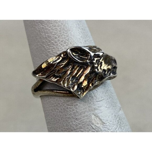 Ted Ott Navajo Sterling Silver Wolf Head Ring Size 5.75 - Picture 6 of 8